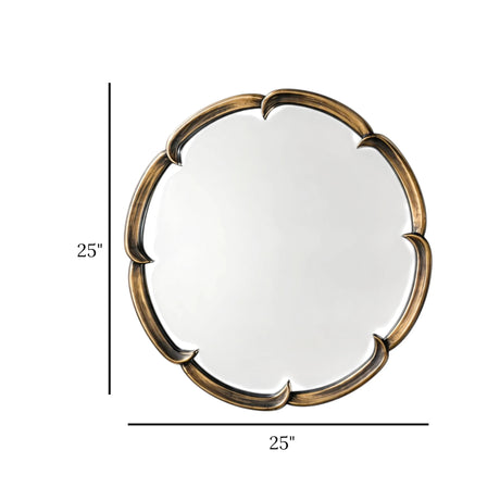 wall mirror resin bronze gold petal scallop curved frame round 25''x25'' china