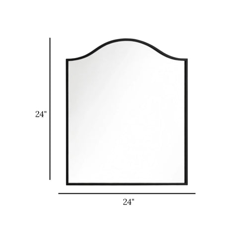 wall mirror metal black plain arch crown top thin frame 24''x24'' china