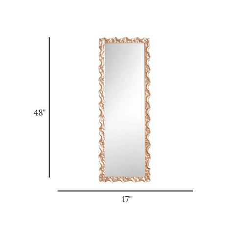 floor mirror resin rose gold wavy ruffle frame full length rectangle 48''x17'' china