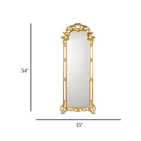 baroque ornate full length floor leaning mirror resin frame gold color 54''x15'' china