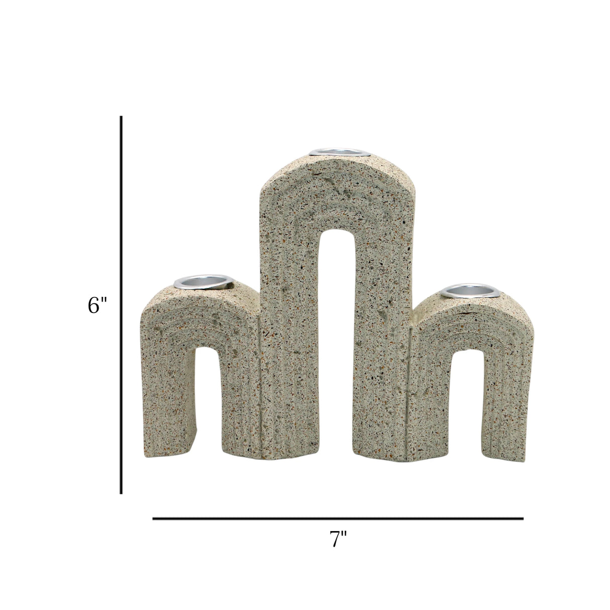 decorative arch taper candle holder set of 3 resin beige color 6"x7" china