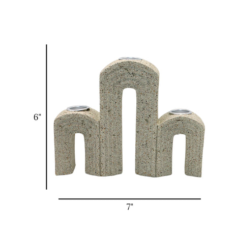decorative arch taper candle holder set of 3 resin beige color 6"x7" china