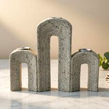 decorative arch taper candle holder set of 3 resin beige color 6"x7" china