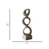 abstract triple ring statue resin gray color 12"x3" china