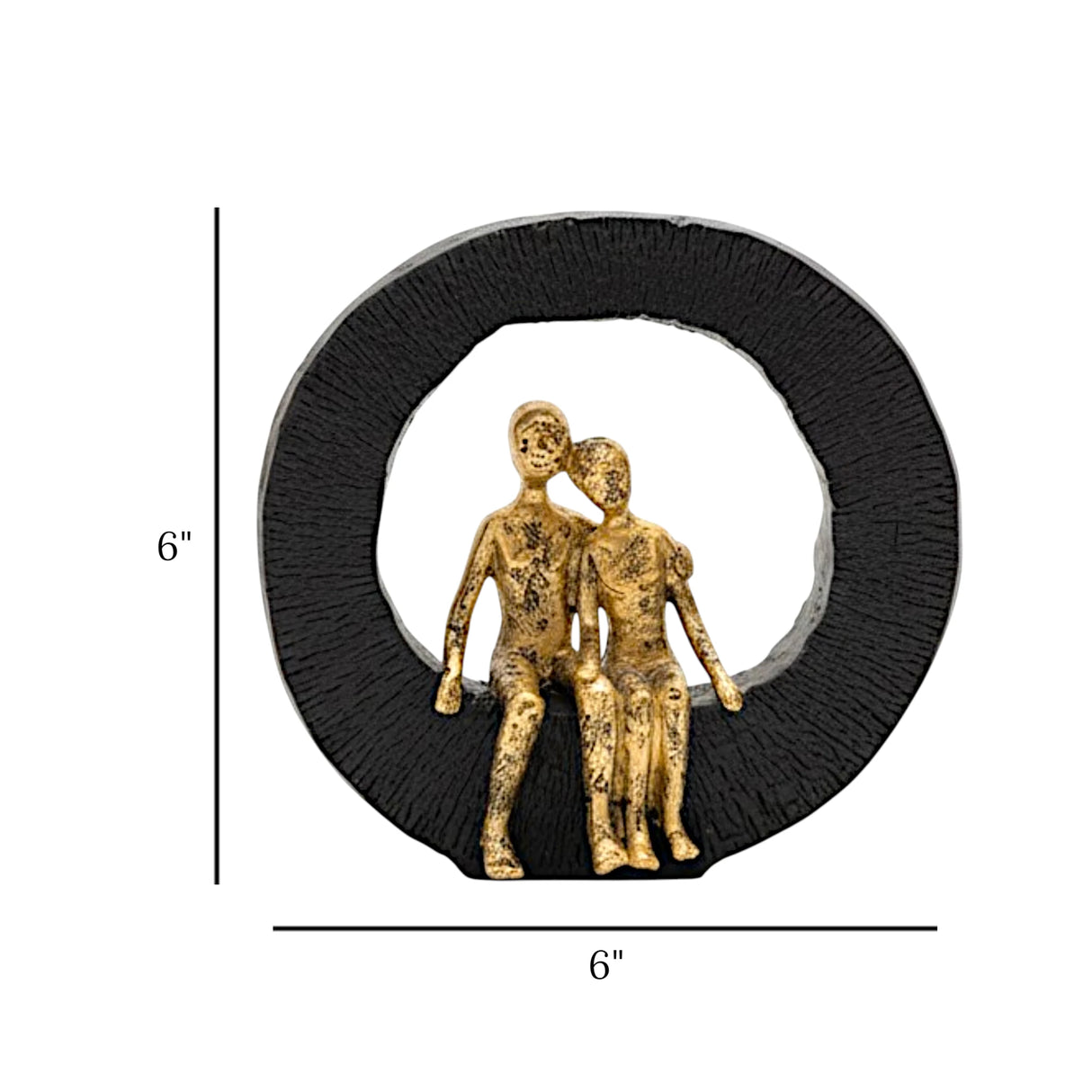 decorative romantic couple ring statue  resin black & gold color 6"x6" china