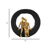 decorative romantic couple ring statue  resin black & gold color 6"x6" china