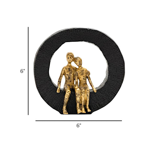 decorative romantic couple ring statue  resin black & gold color 6"x6" china