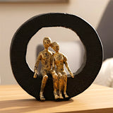decorative romantic couple ring statue  resin black & gold color 6"x6" china