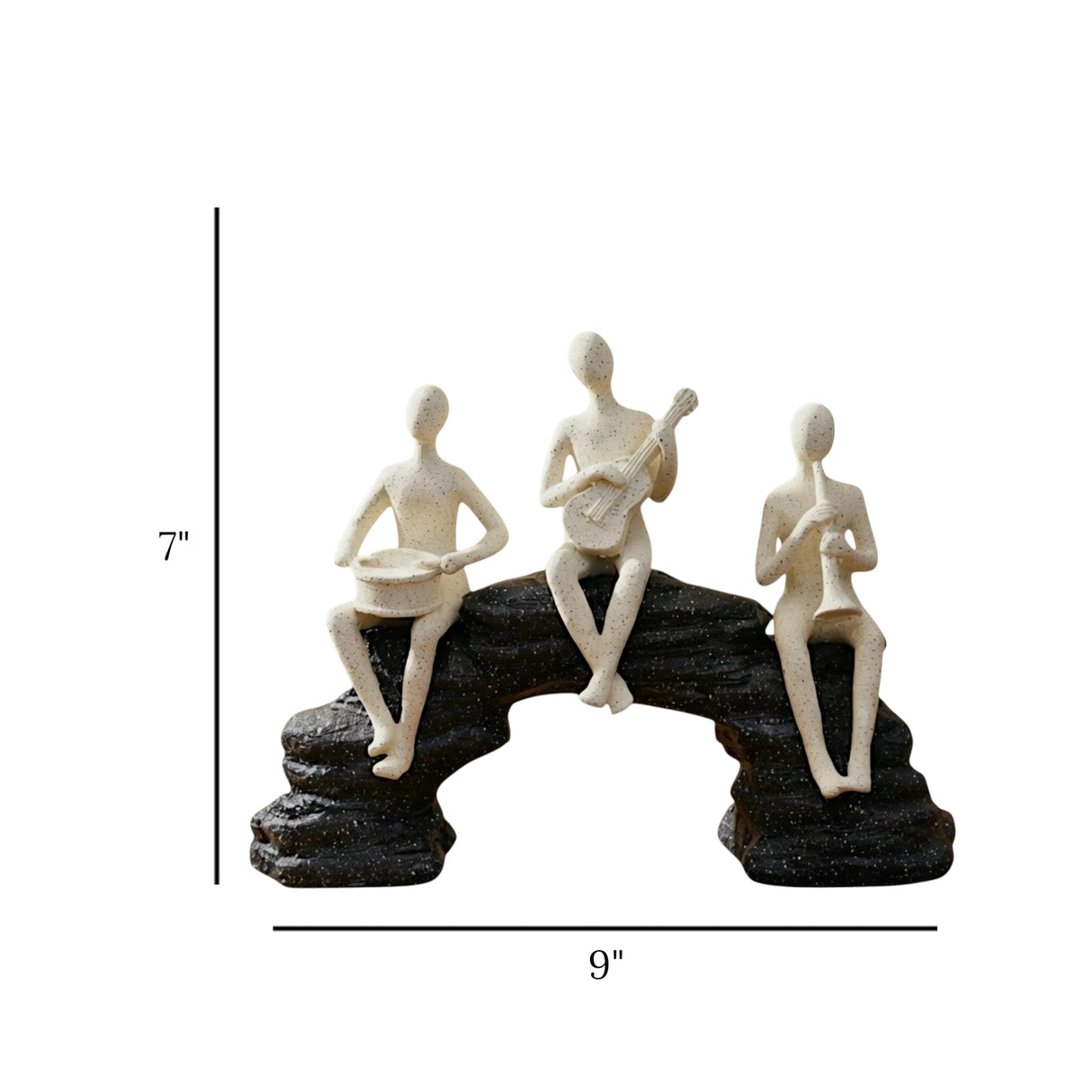 decorative musician trio figurine statue resin white & black color 7"x9" china