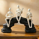 decorative musician trio figurine statue resin white & black color 7"x9" china