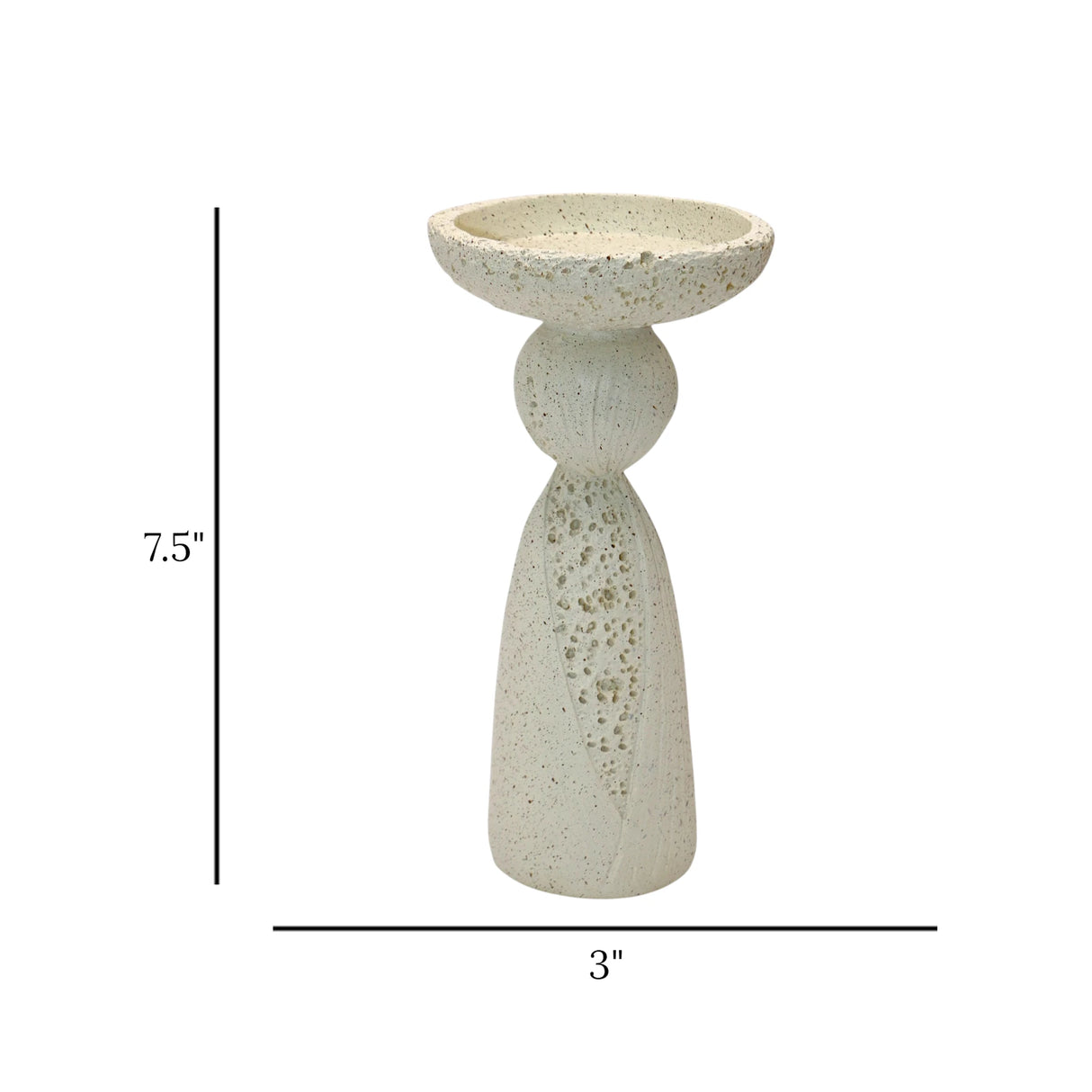 decorative candle holder resin white color 7.5"x3" china