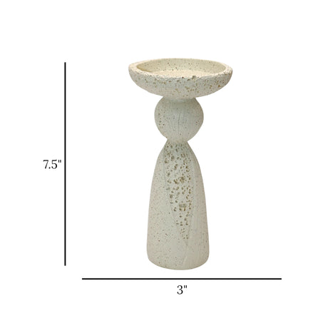 decorative candle holder resin white color 7.5"x3" china