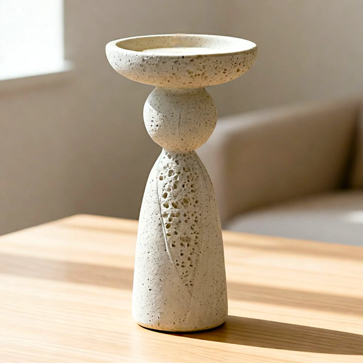 decorative candle holder resin white color 7.5"x3" china