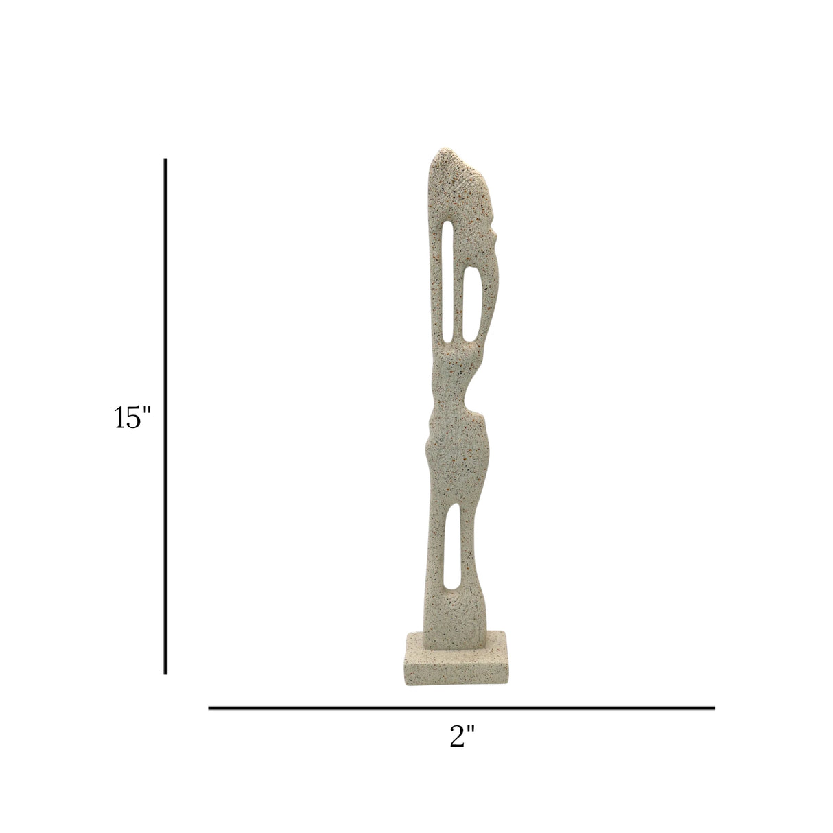 abstract tall totem figure statue resin beige color 15"x2" china