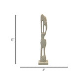 abstract tall totem figure statue resin beige color 15"x2" china
