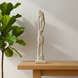 abstract tall totem figure statue resin beige color 15"x2" china
