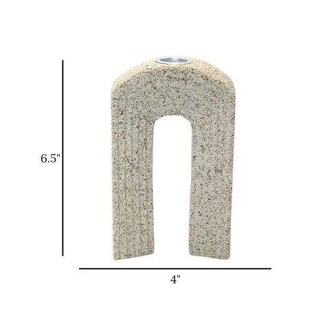 decorative arch taper candle holder resin beige color 6.5" x 4" china