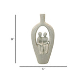 decorative couple figurine vase statue resin beige color 14"x6" china