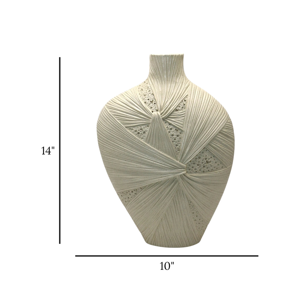 decorative geometric textured vase resin beige color 14"x10" china