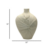 decorative geometric textured vase resin beige color 14"x10" china