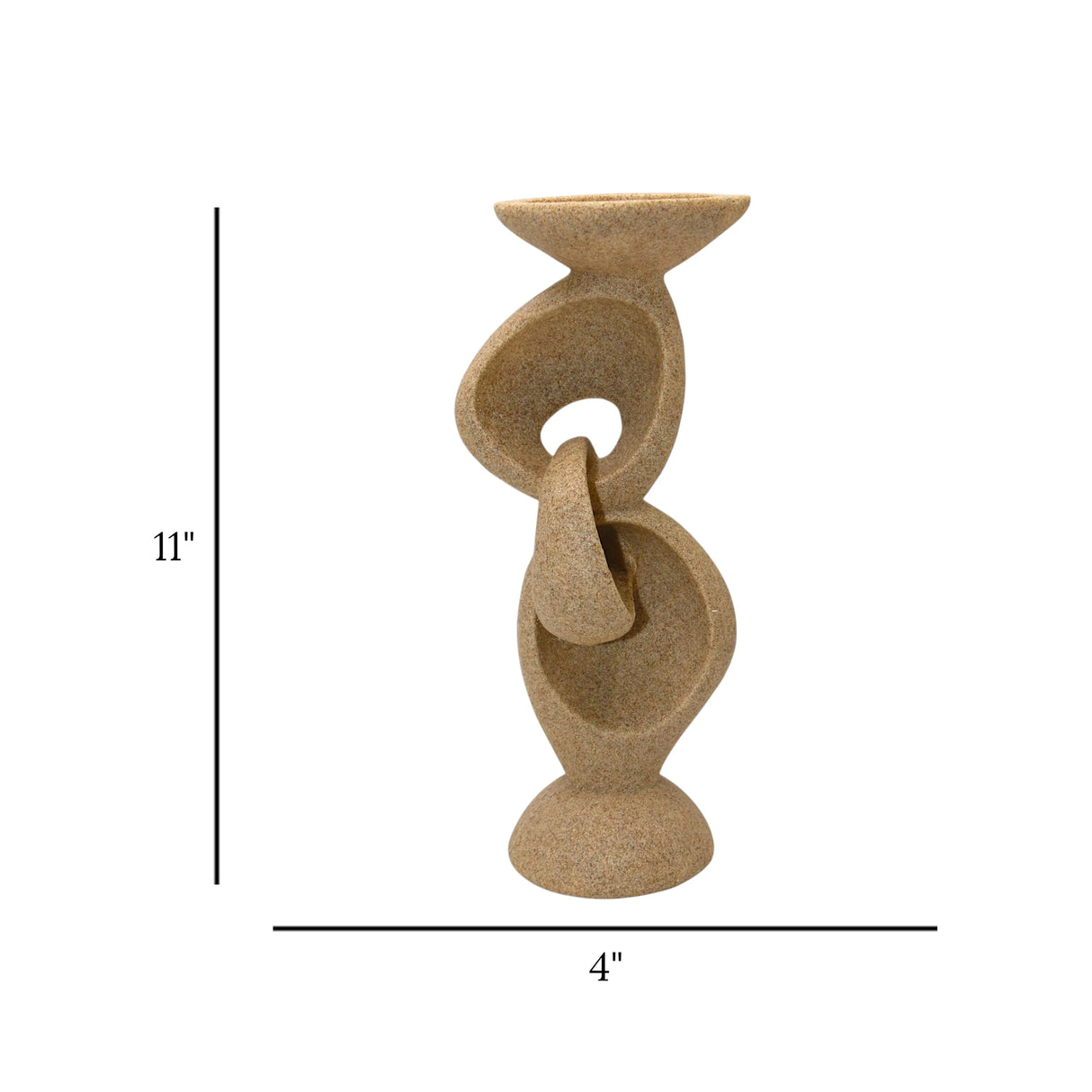 decorative abstract twisted candle holder resin beige color 11"x4" china