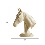 decorative horse head bust statue resin cream color 10"x9" china