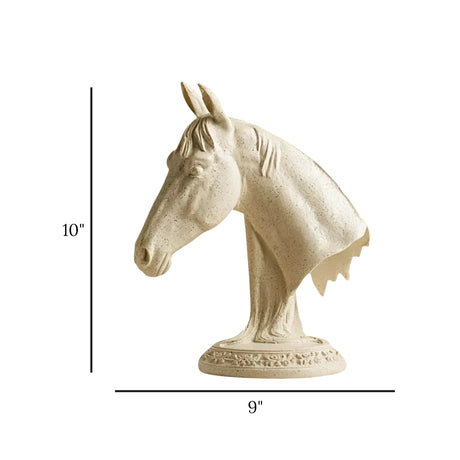 decorative horse head bust statue resin cream color 10"x9" china
