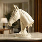 decorative horse head bust statue resin cream color 10"x9" china