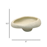 decorative organic shaped pedestal bowl resin white color 9.5"x8" china