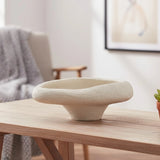 decorative organic shaped pedestal bowl resin white color 9.5"x8" china