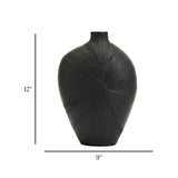 decorative geometric textured vase resin black color 12"x9" china