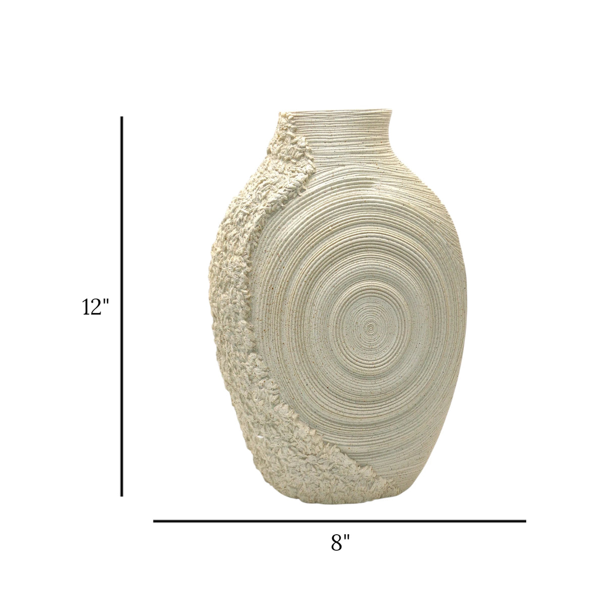 decorative dual texture spiral ring vase ceramic beige color 8"x12" china