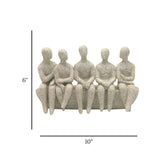 decorative abstract five sitting figures decorative statue resin beige color 10"x6"