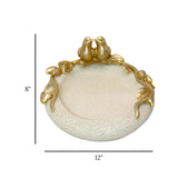 decorative gold love birds branch oval bowl resin beige gold color 12"x8" china