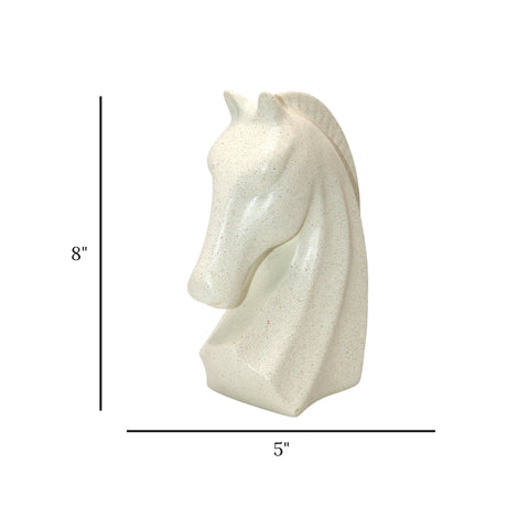 decorative abstract horse head bust statue resin white color 5"x8" china