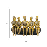 decorative abstract five sitting figures statue resin gold and black color 10"x6" china