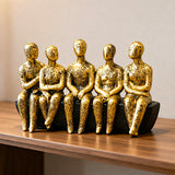 decorative abstract five sitting figures statue resin gold and black color 10"x6" china