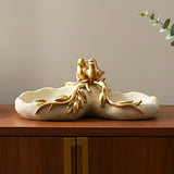 decorative gold love birds branch double compartment tray resin beige and gold color 6x12 china