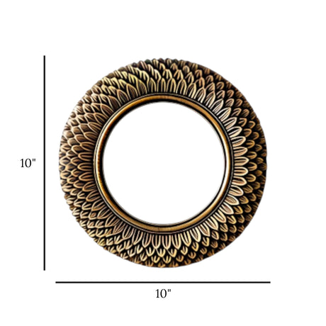 decorative round feather petal wall mirror set of 3 resin frame antique gold color 10''x10'' china