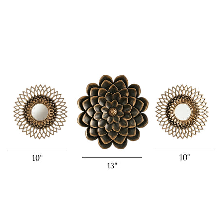 motif flower with 2pc mirror brown 13''x13'' 10''x10''china