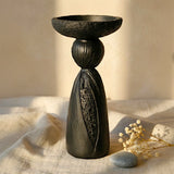 decorative candle holder resin black color 7.5"x3" china