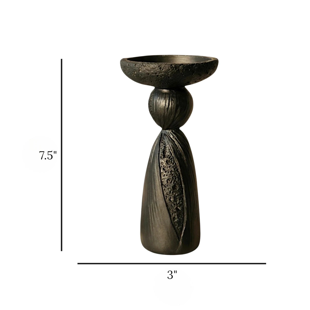decorative candle holder resin black color 7.5"x3" china