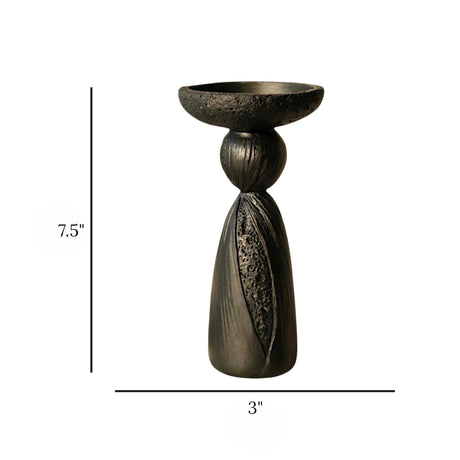 decorative candle holder resin black color 7.5"x3" china