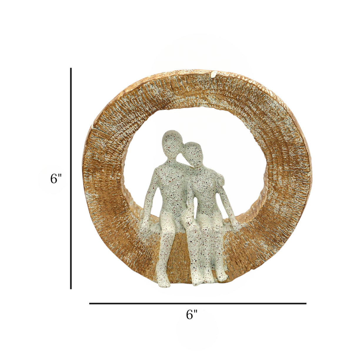 romantic couple figurine statue resin brown & white color 6"x6" china
