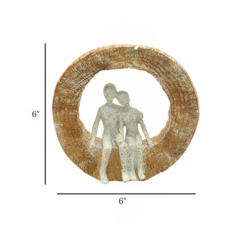 romantic couple figurine statue resin brown & white color 6"x6" china