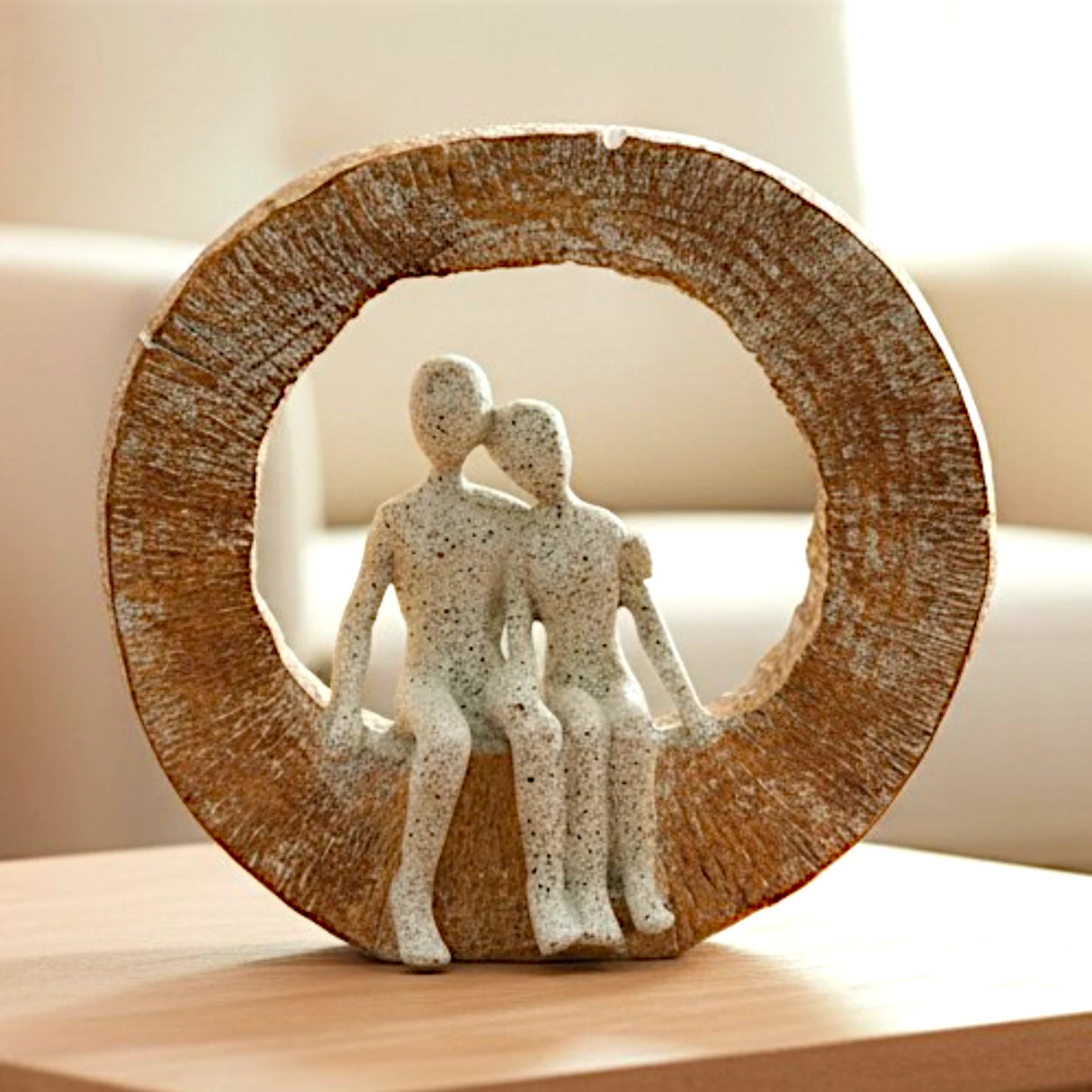 romantic couple figurine statue resin brown & white color 6"x6" china