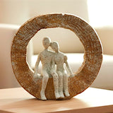 romantic couple figurine statue resin brown & white color 6"x6" china