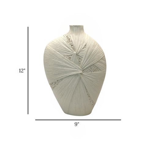decorative vase textured knot white small 12''x9'' china