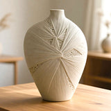 decorative vase textured knot white small 12''x9'' china