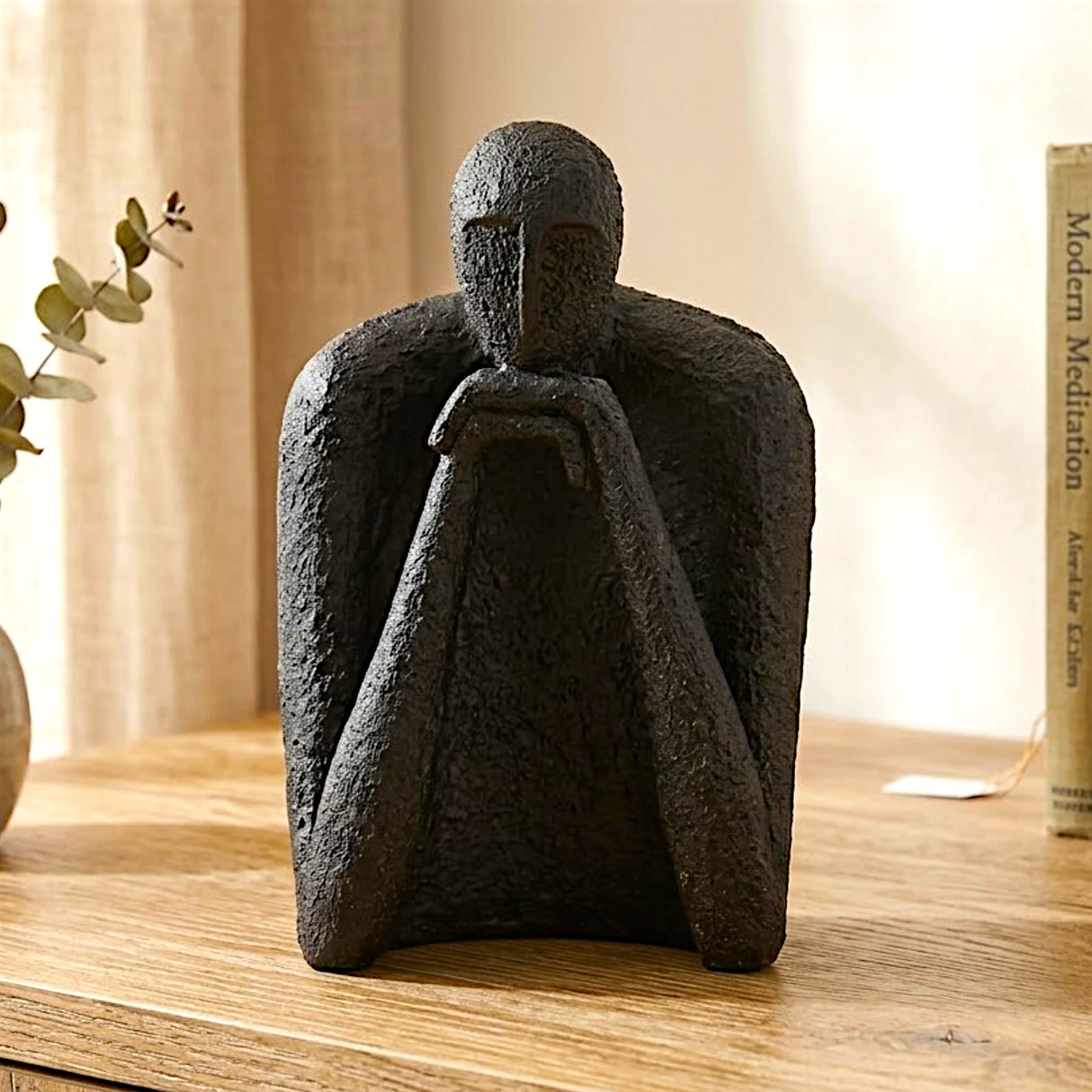 statue deep thinker above hand black 6x3 china